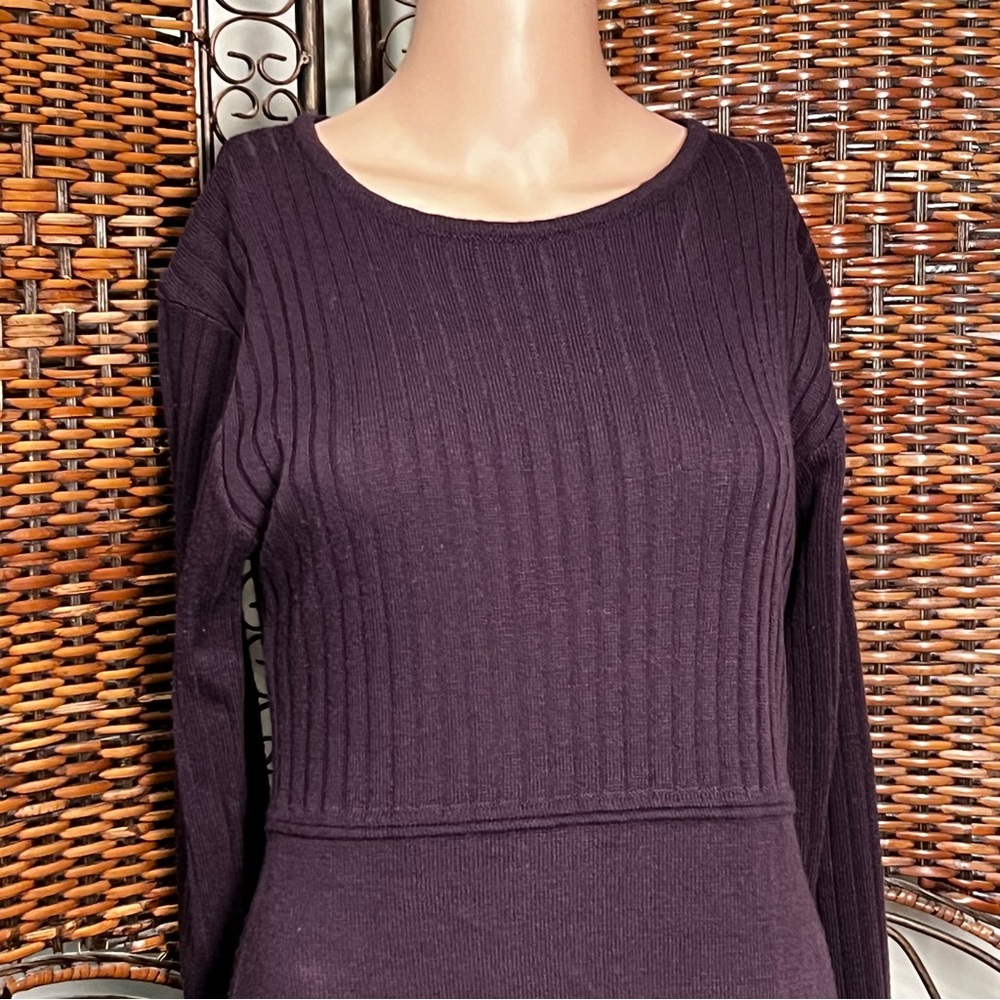 Chandler Hill Long Purple Dress Size M Ribbed On Top And Sleeves‎ Round Collar